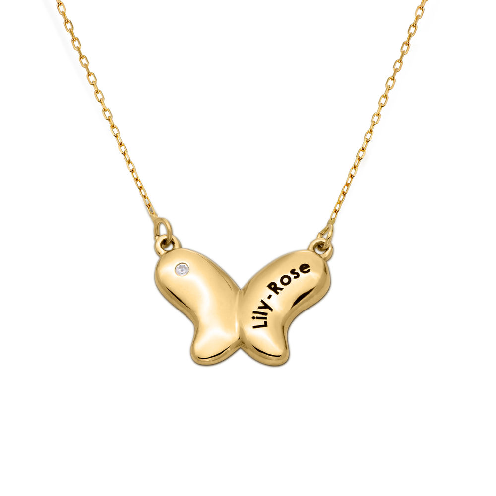 10ct Gold Butterfly Necklace for Girls with Cubic Zirconia photo du produit